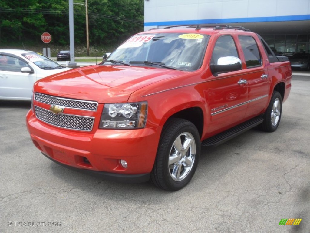 Inferno Orange Metallic 2011 Chevrolet Avalanche LTZ 4x4 Exterior Photo #66360689