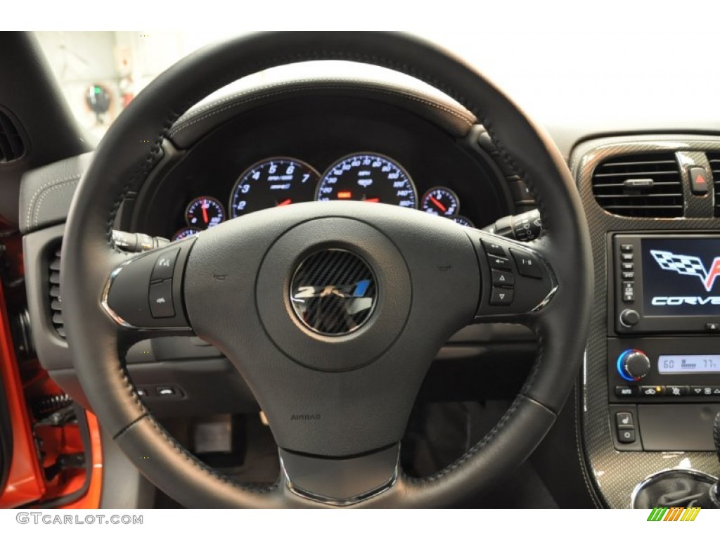 2013 Chevrolet Corvette ZR1 Ebony Steering Wheel Photo #66366170