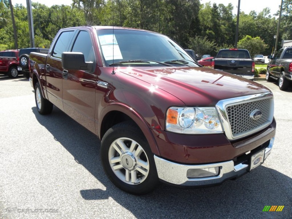 2004 F150 Lariat SuperCrew - Dark Toreador Red Metallic / Tan photo #1