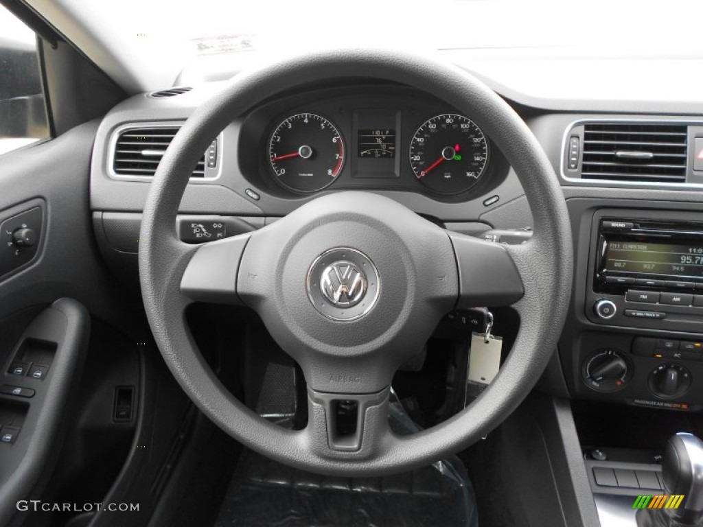 2012 Volkswagen Jetta S Sedan Titan Black Steering Wheel Photo #66368942