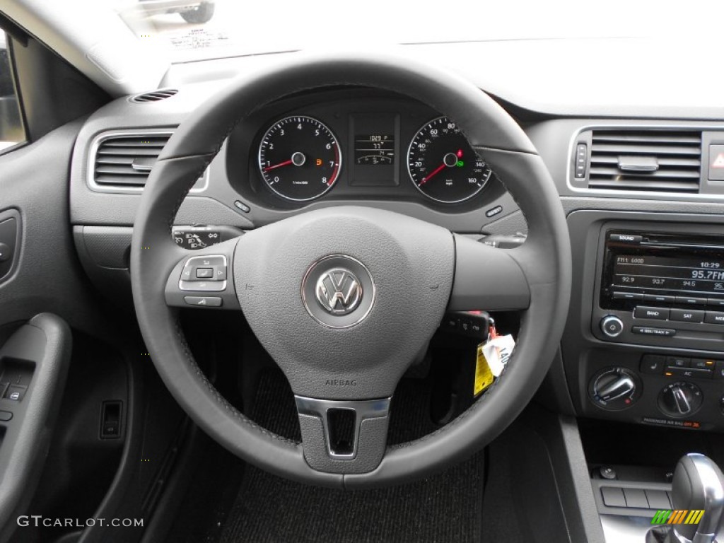 2012 Volkswagen Jetta TDI Sedan Titan Black Steering Wheel Photo #66371531