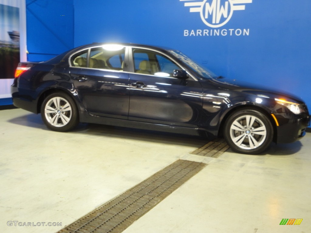 2009 5 Series 528xi Sedan - Monaco Blue Metallic / Cream Beige Dakota Leather photo #8