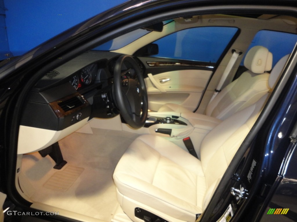 2009 5 Series 528xi Sedan - Monaco Blue Metallic / Cream Beige Dakota Leather photo #10