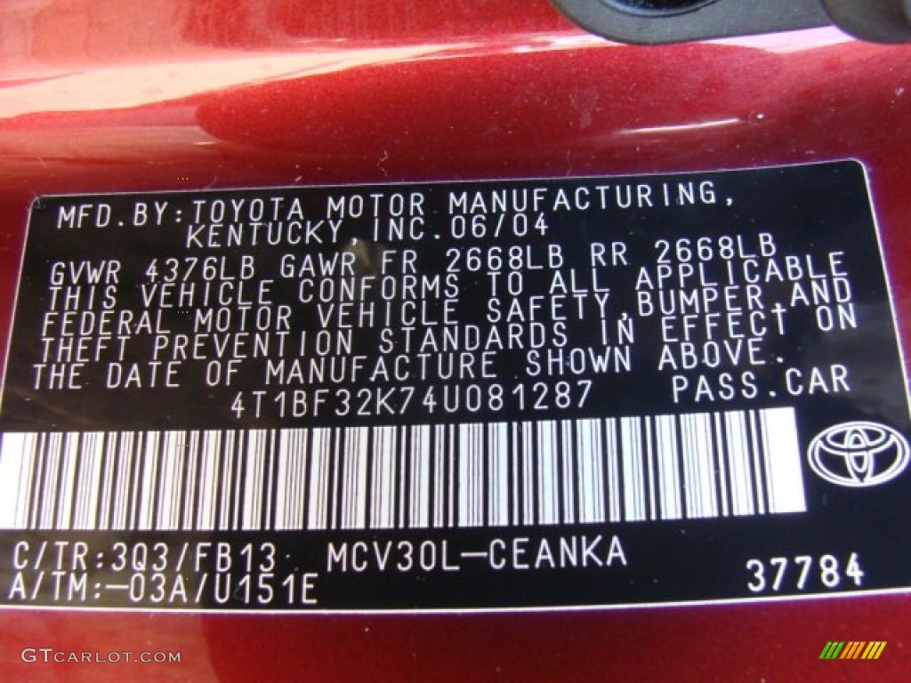 2004 Camry LE V6 - Salsa Red Pearl / Stone photo #15