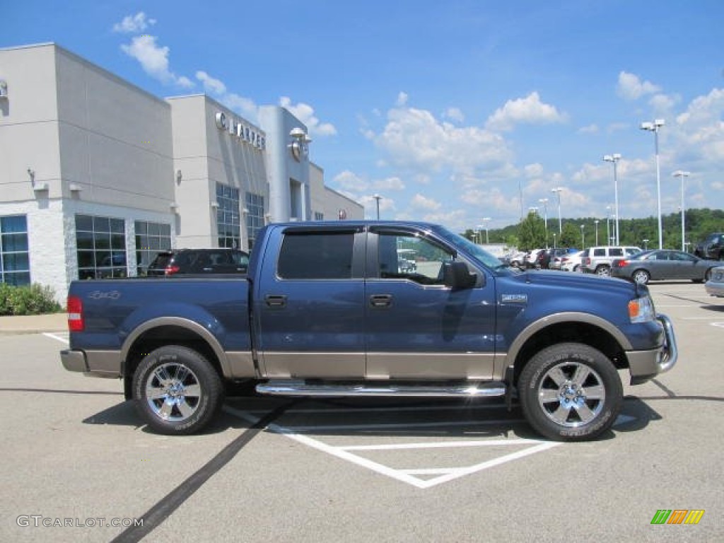 2005 F150 Lariat SuperCrew 4x4 - Medium Wedgewood Blue Metallic / Black photo #2