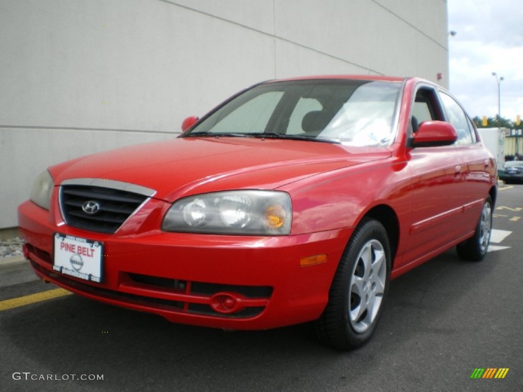 2004 Elantra GLS Sedan - Rally Red / Gray photo #1