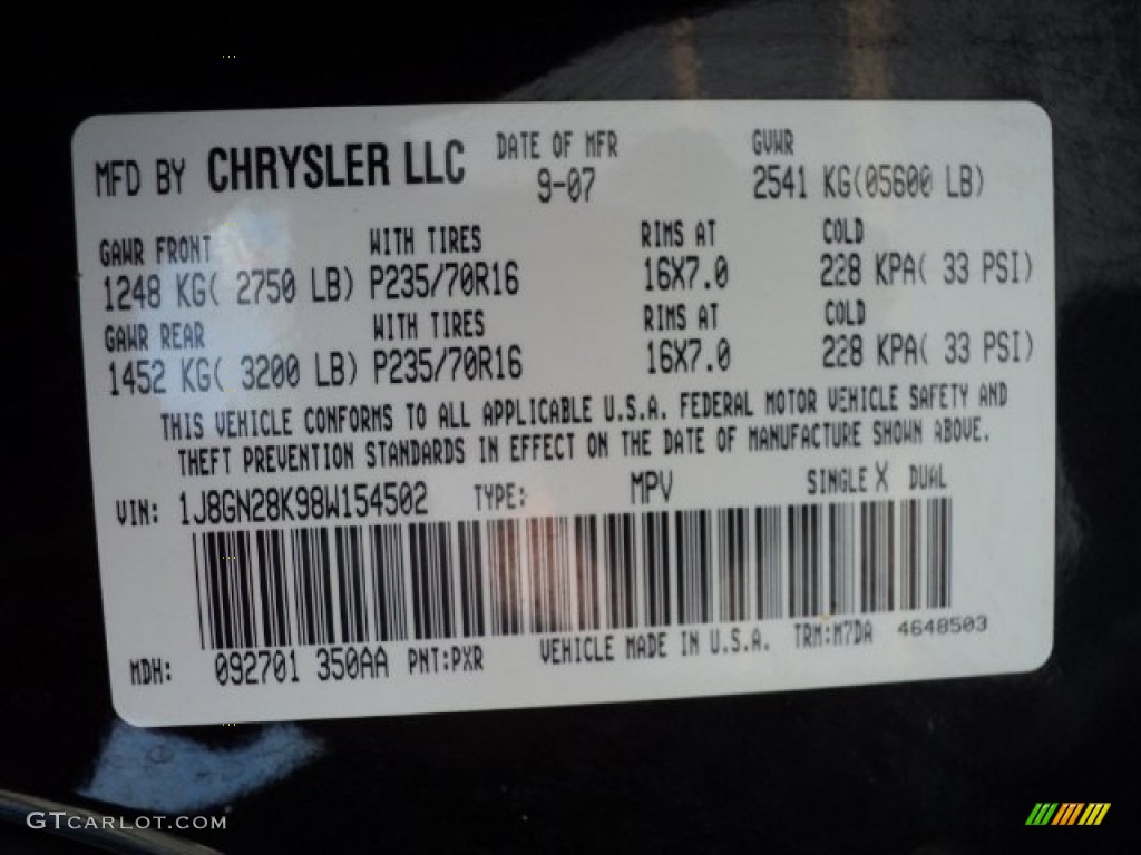 2008 Liberty Color Code PXR for Brilliant Black Crystal Pearl Photo #66390853