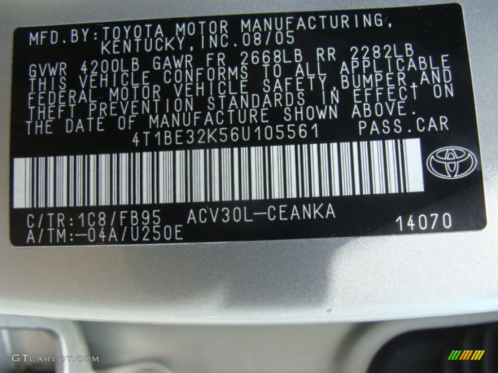 2006 Camry Color Code 1C8 for Lunar Mist Metallic Photo #66393122