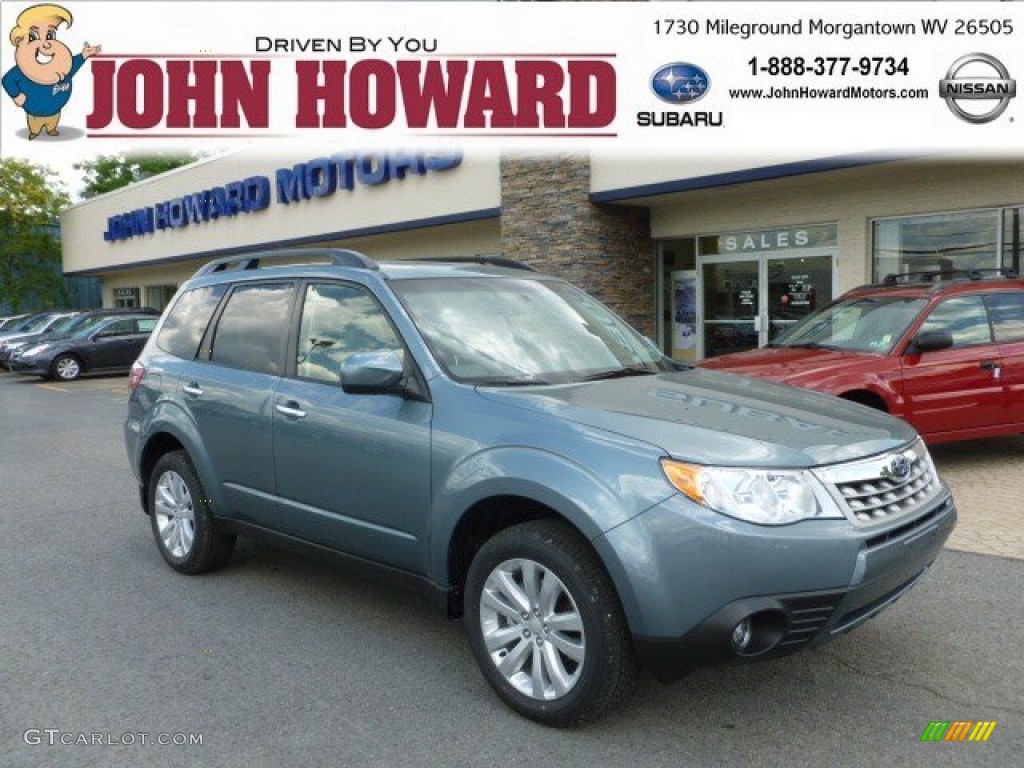 2012 Forester 2.5 X Premium - Sage Green Metallic / Platinum photo #1