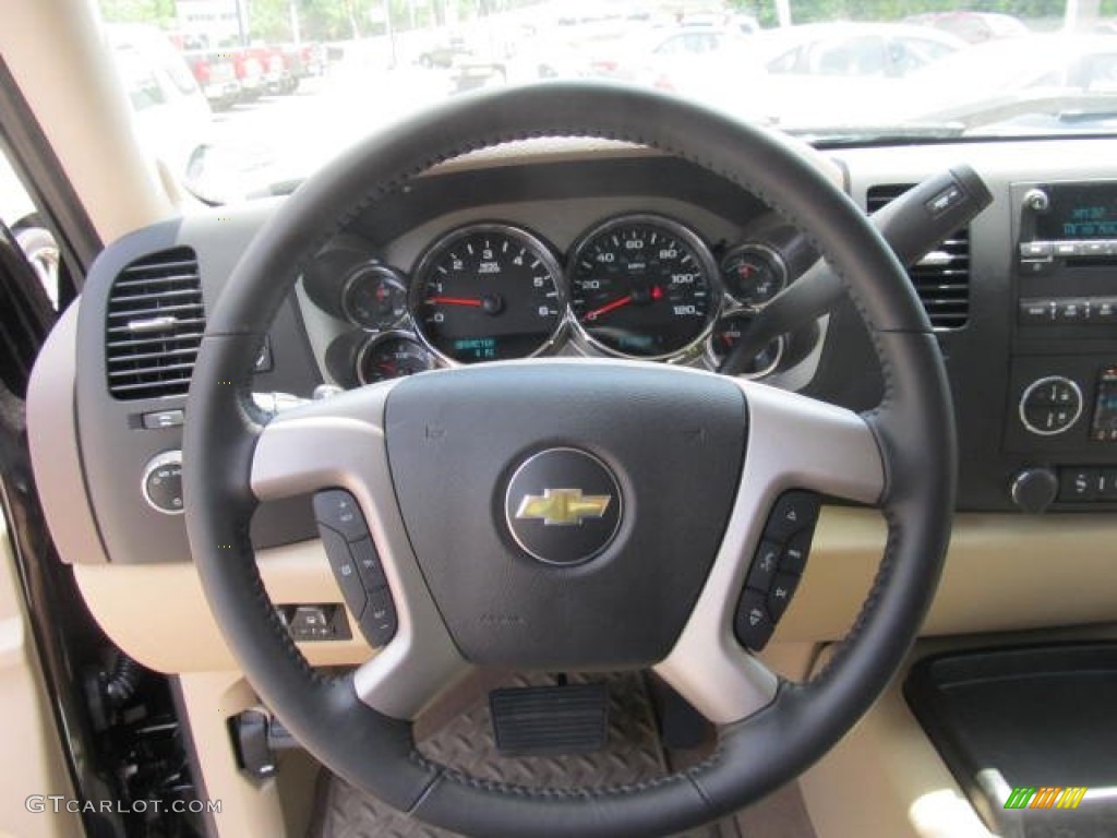 2012 Chevrolet Silverado 2500HD LT Crew Cab 4x4 Light Cashmere Steering Wheel Photo #66402956
