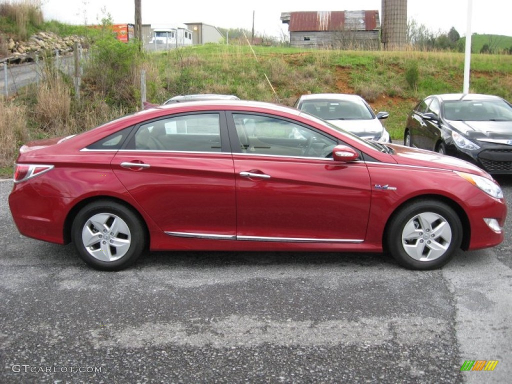 2011 Sonata Hybrid - Venetian Red / Camel photo #5