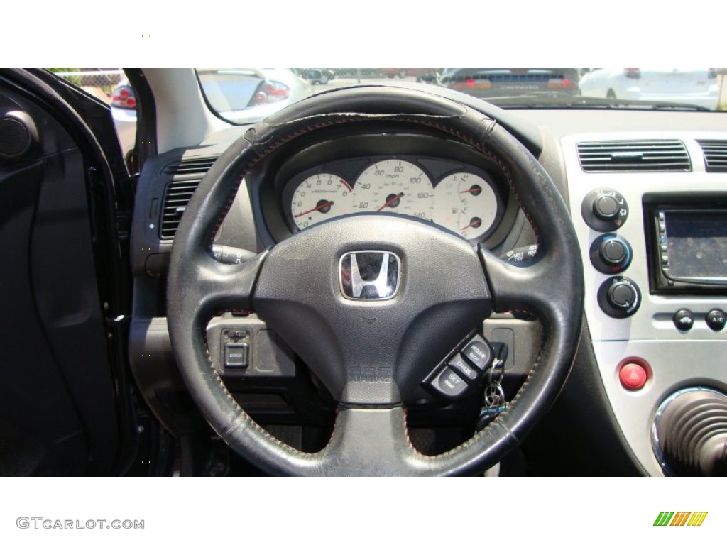 2004 Honda Civic Si Coupe Black Steering Wheel Photo #66406596