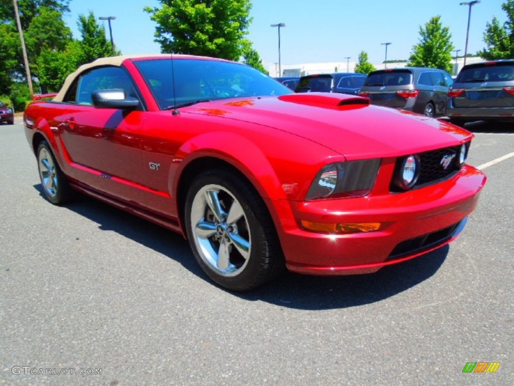 2008 Mustang GT Premium Convertible - Dark Candy Apple Red / Medium Parchment photo #1