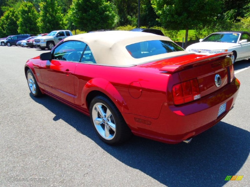 2008 Mustang GT Premium Convertible - Dark Candy Apple Red / Medium Parchment photo #5