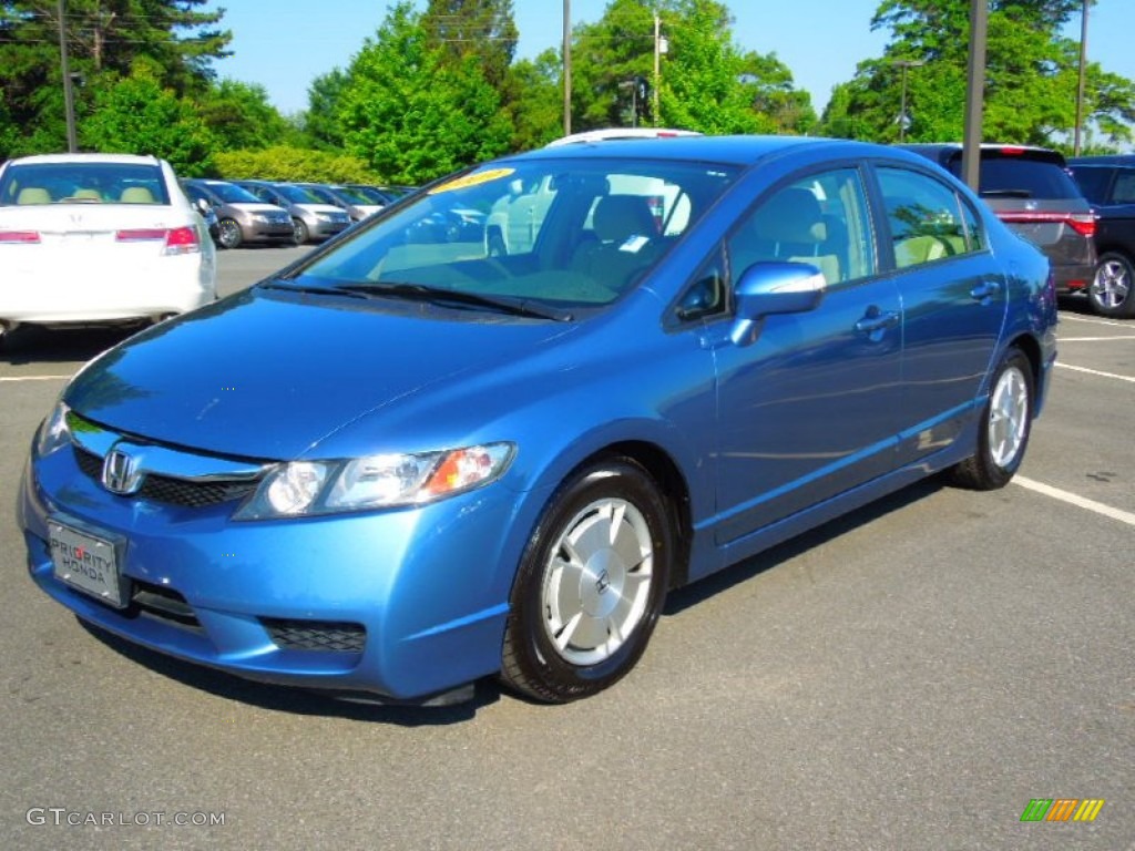 2009 Civic Hybrid Sedan - Atomic Blue Metallic / Beige photo #1