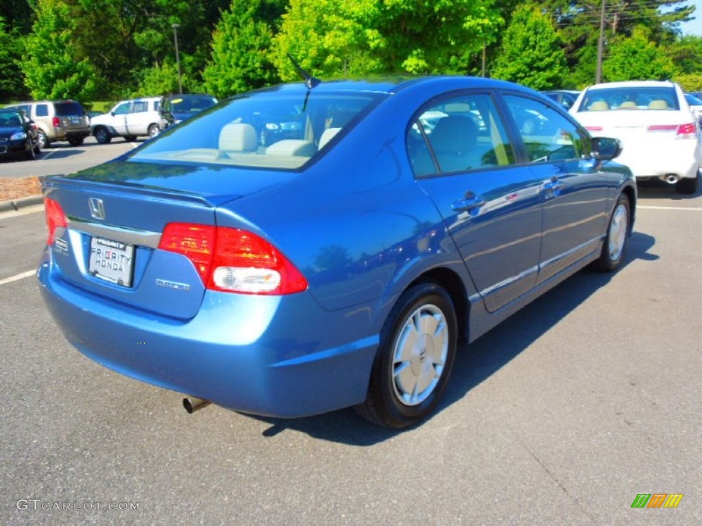 2009 Civic Hybrid Sedan - Atomic Blue Metallic / Beige photo #5