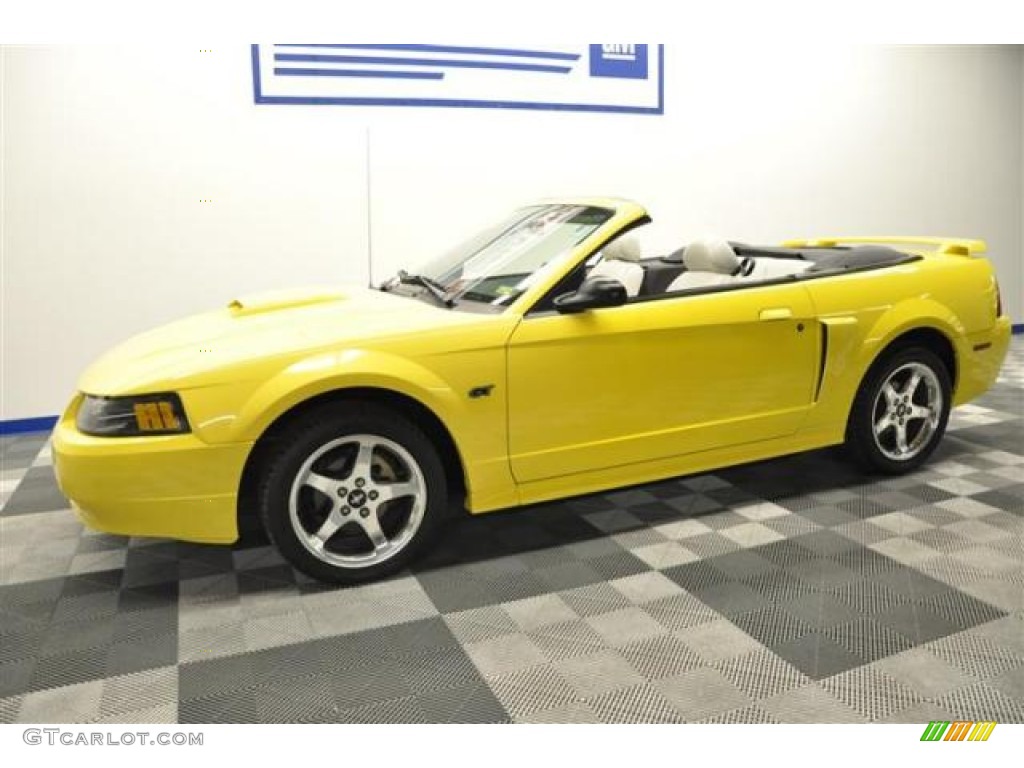 2003 Mustang GT Convertible - Zinc Yellow / Ivory White photo #1
