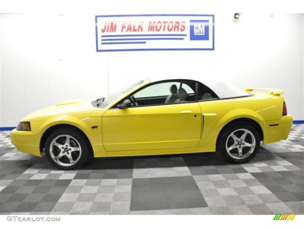 2003 Mustang GT Convertible - Zinc Yellow / Ivory White photo #2