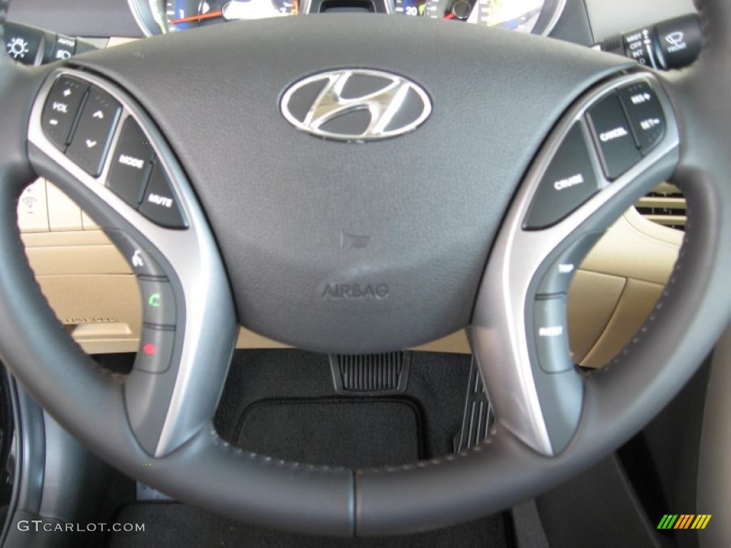 2013 Elantra Limited - Midnight Black / Beige photo #28