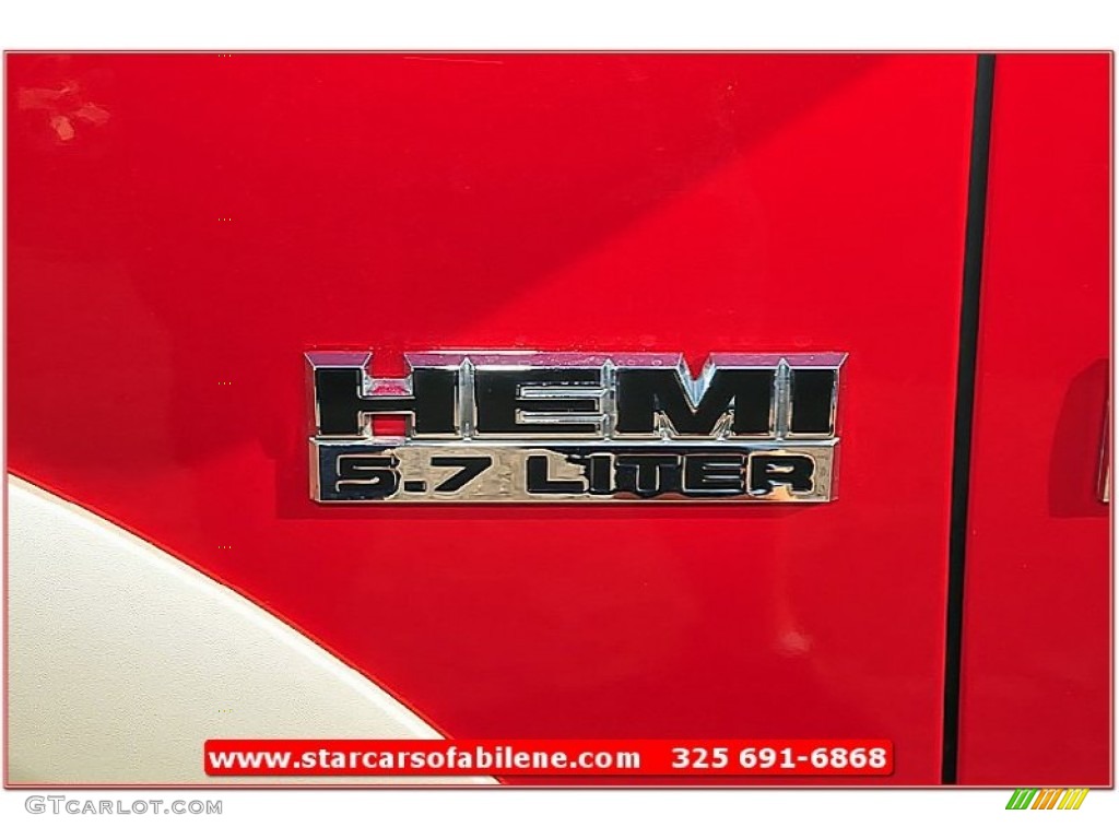 2010 Ram 1500 Laramie Crew Cab - Inferno Red Crystal Pearl / Light Pebble Beige/Bark Brown photo #3