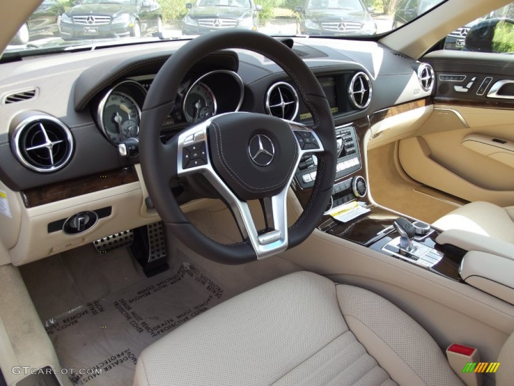 Beige/Brown Interior 2013 Mercedes-Benz SL 550 Roadster Photo #66428767