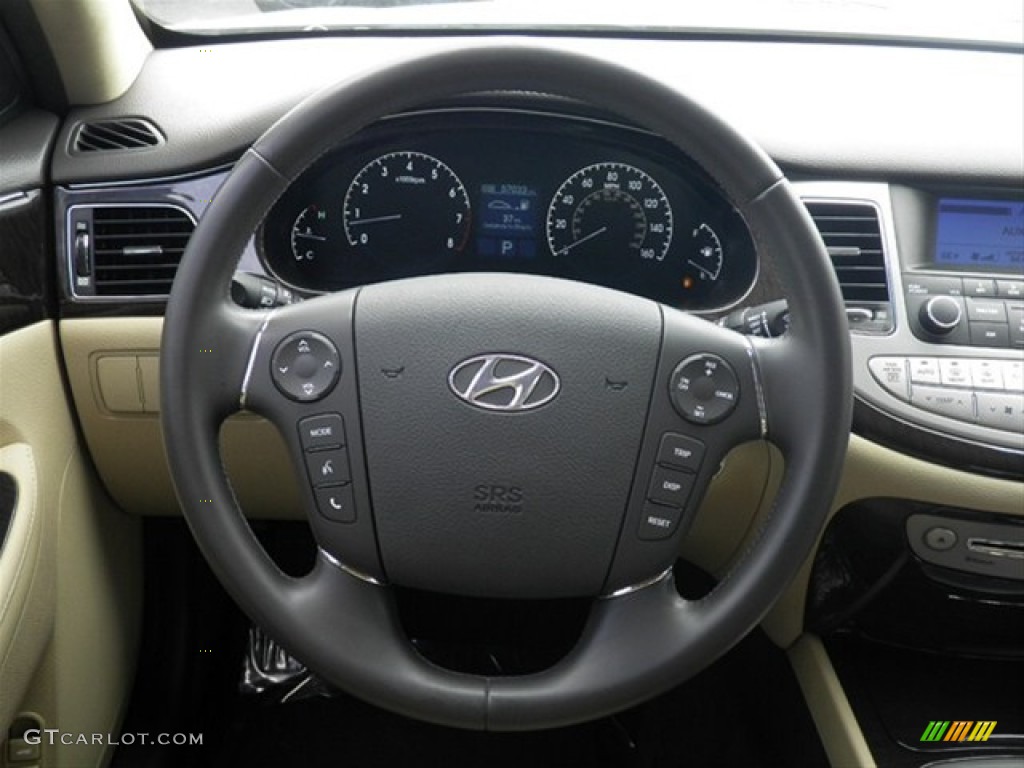 2011 Hyundai Genesis 3.8 Sedan Cashmere Steering Wheel Photo #66433541