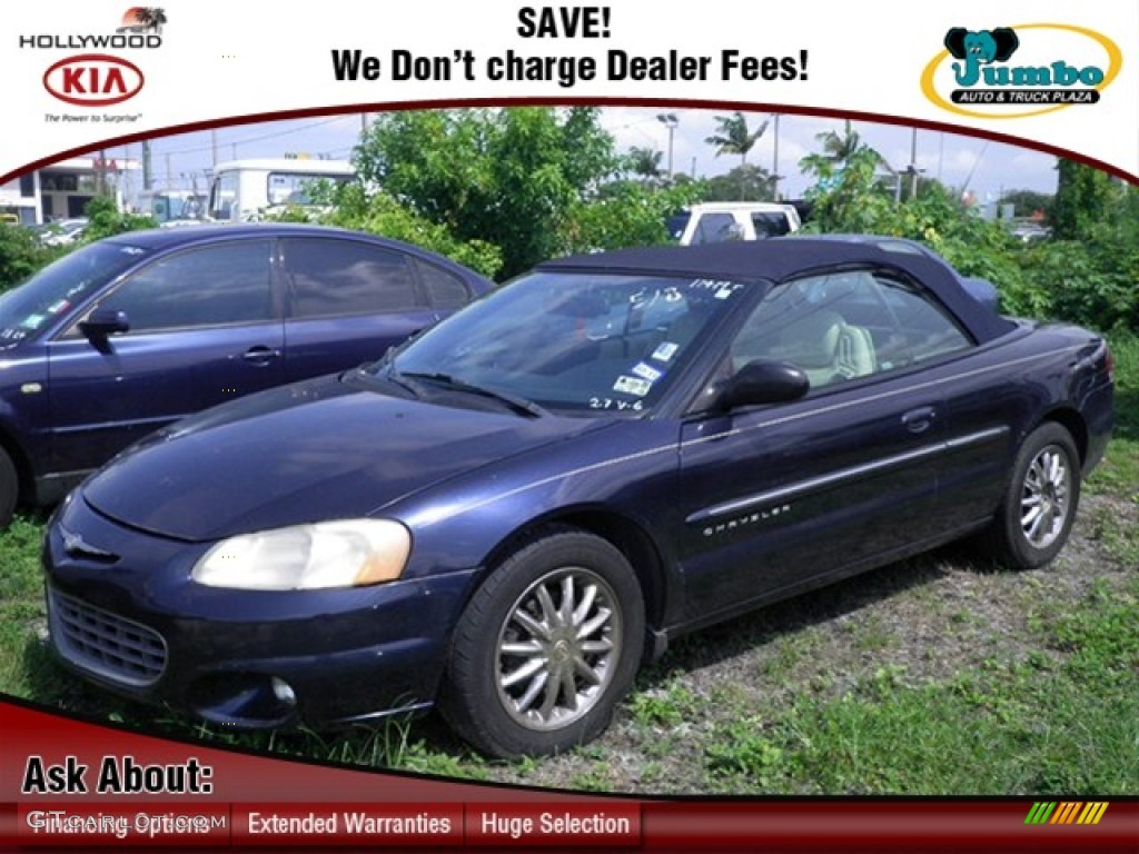 2001 Sebring Limited Convertible - Deep Sapphire Blue Pearlcoat / Sandstone photo #1