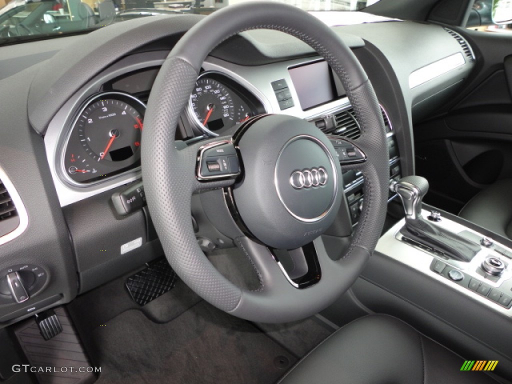 2012 Audi Q7 3.0 TDI quattro Black Steering Wheel Photo #66435869