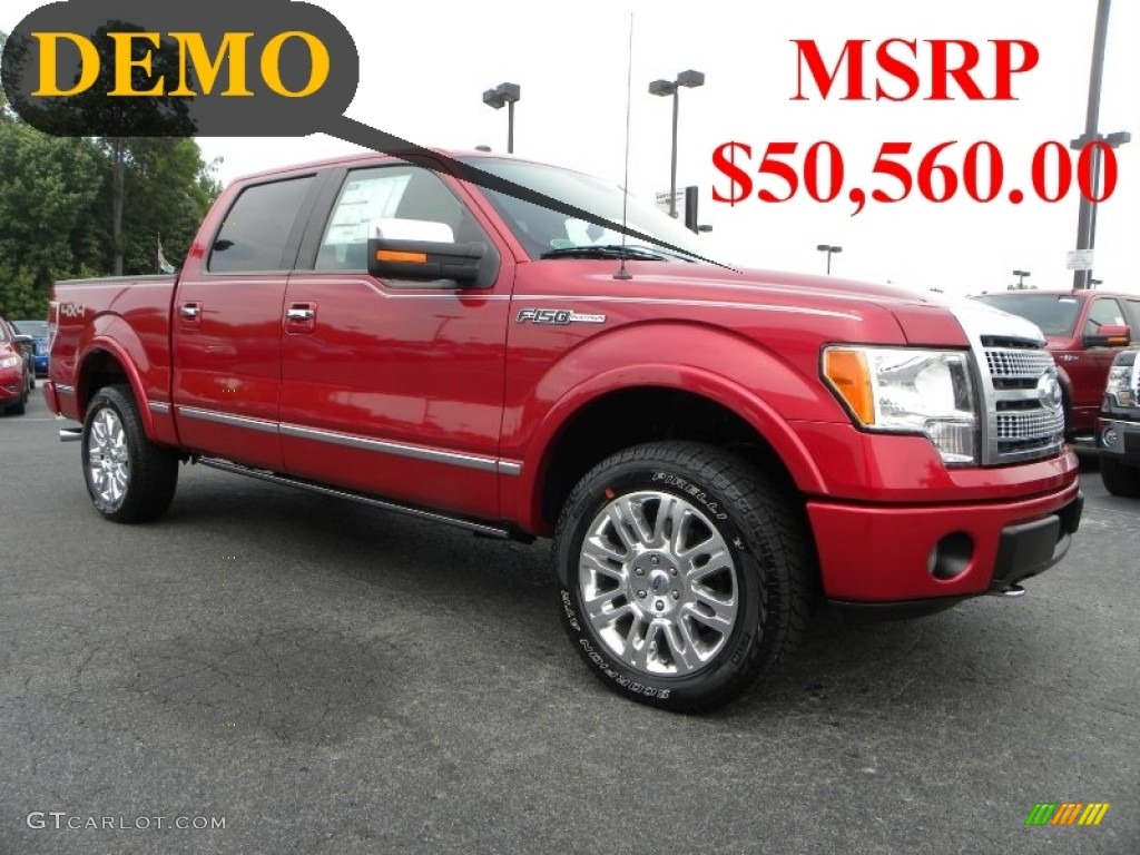 2010 F150 Platinum SuperCrew 4x4 - Red Candy Metallic / Sienna Brown Leather/Black photo #1