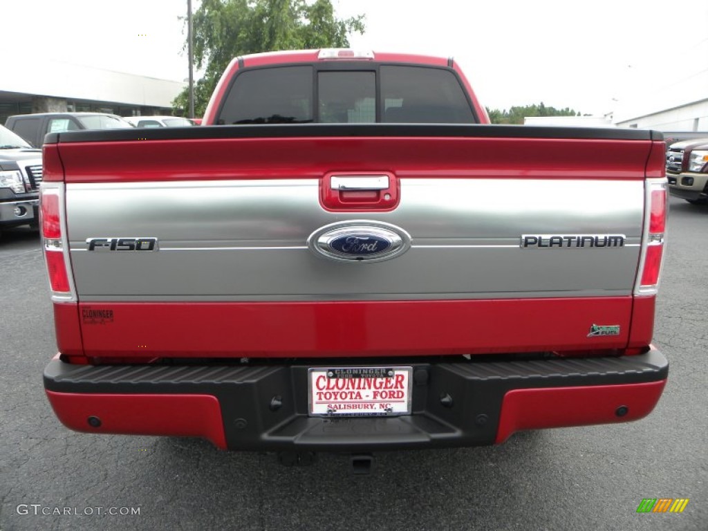 2010 F150 Platinum SuperCrew 4x4 - Red Candy Metallic / Sienna Brown Leather/Black photo #4