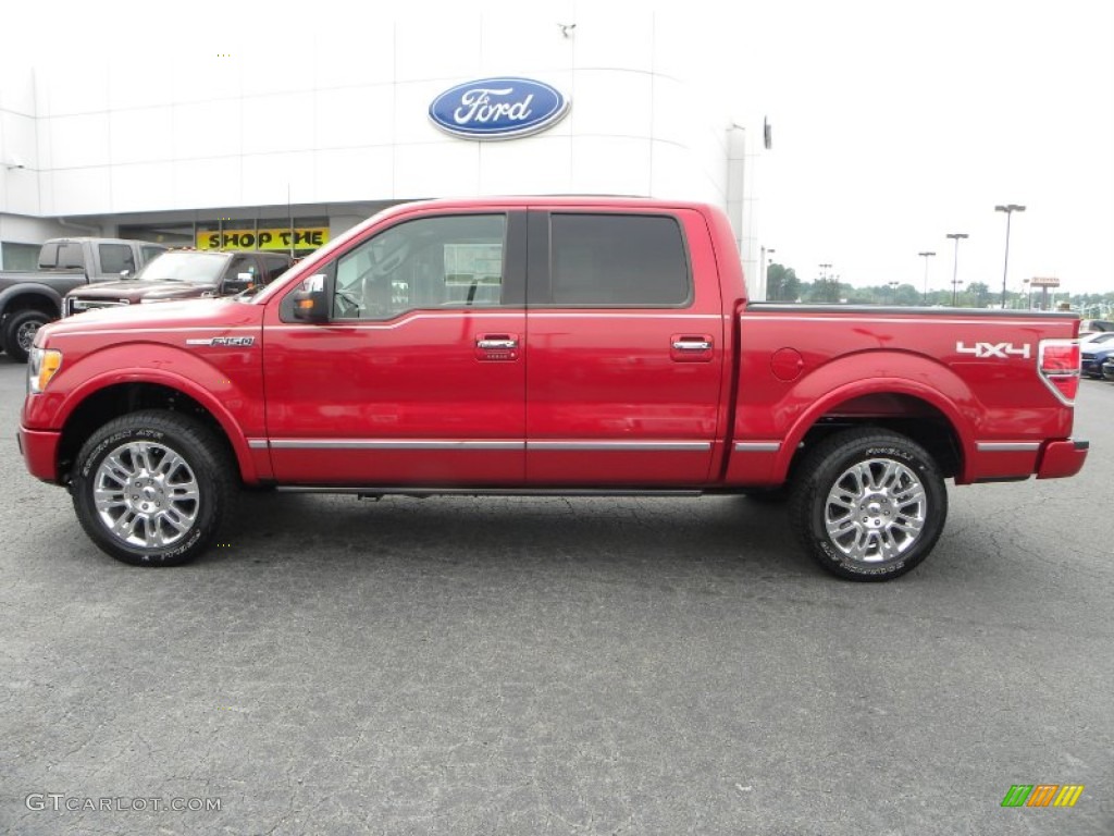 2010 F150 Platinum SuperCrew 4x4 - Red Candy Metallic / Sienna Brown Leather/Black photo #5