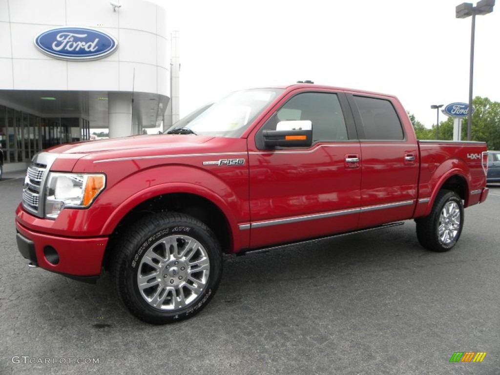 2010 F150 Platinum SuperCrew 4x4 - Red Candy Metallic / Sienna Brown Leather/Black photo #6