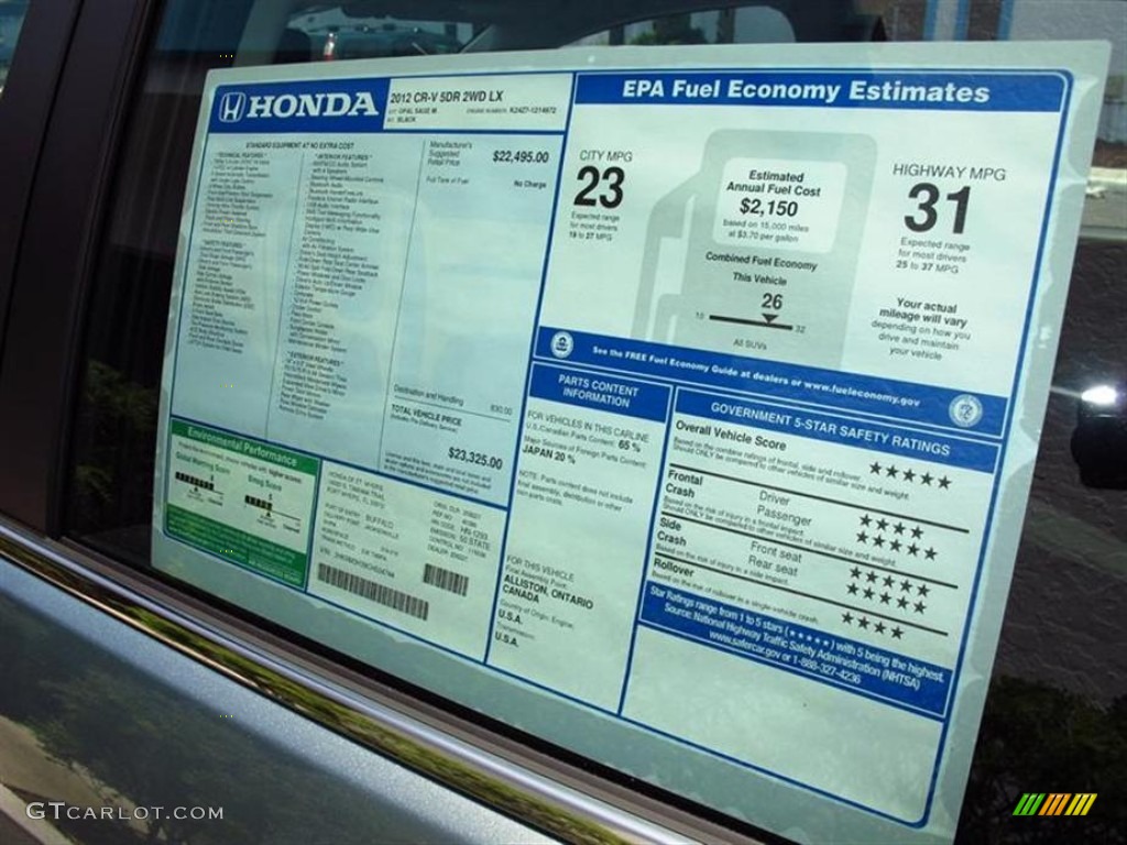 2012 Honda CR-V LX Window Sticker Photo #66437012