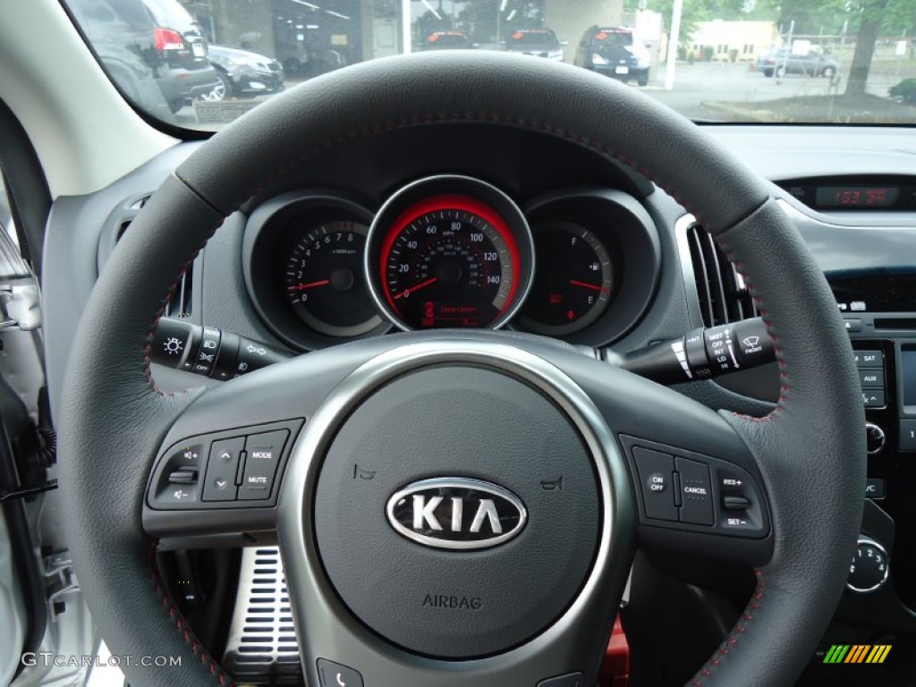 2010 Kia Forte Koup SX Black Sport Steering Wheel Photo #66439017