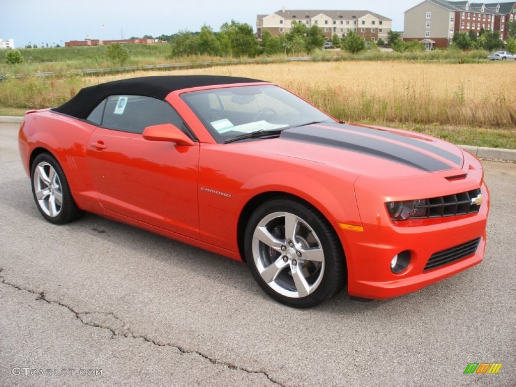 2011 Camaro SS/RS Convertible - Inferno Orange Metallic / Black photo #7