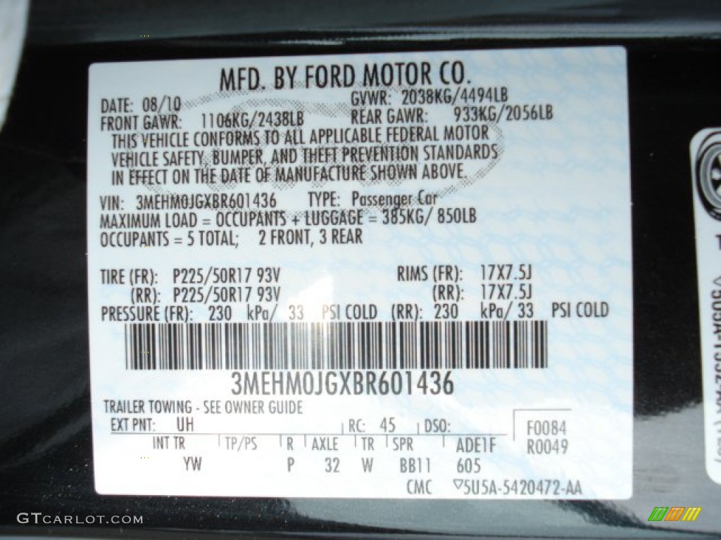 2011 Milan Color Code UH for Tuxedo Black Metallic Photo #66447441