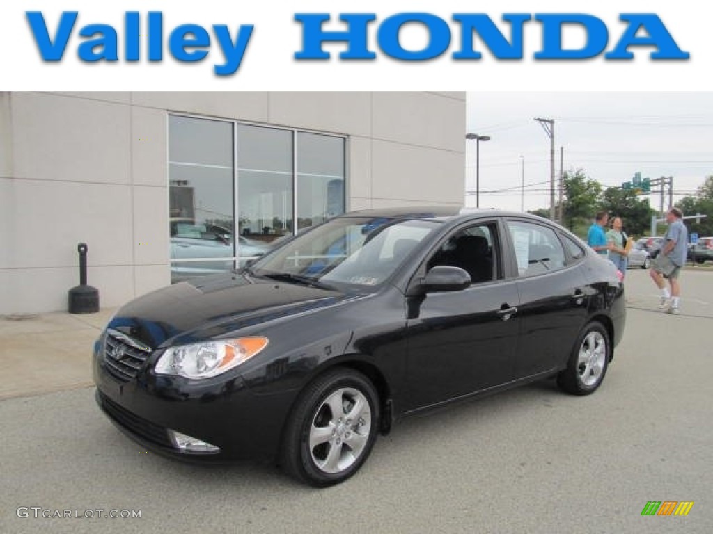 2009 Elantra SE Sedan - Black Pearl / Gray photo #1