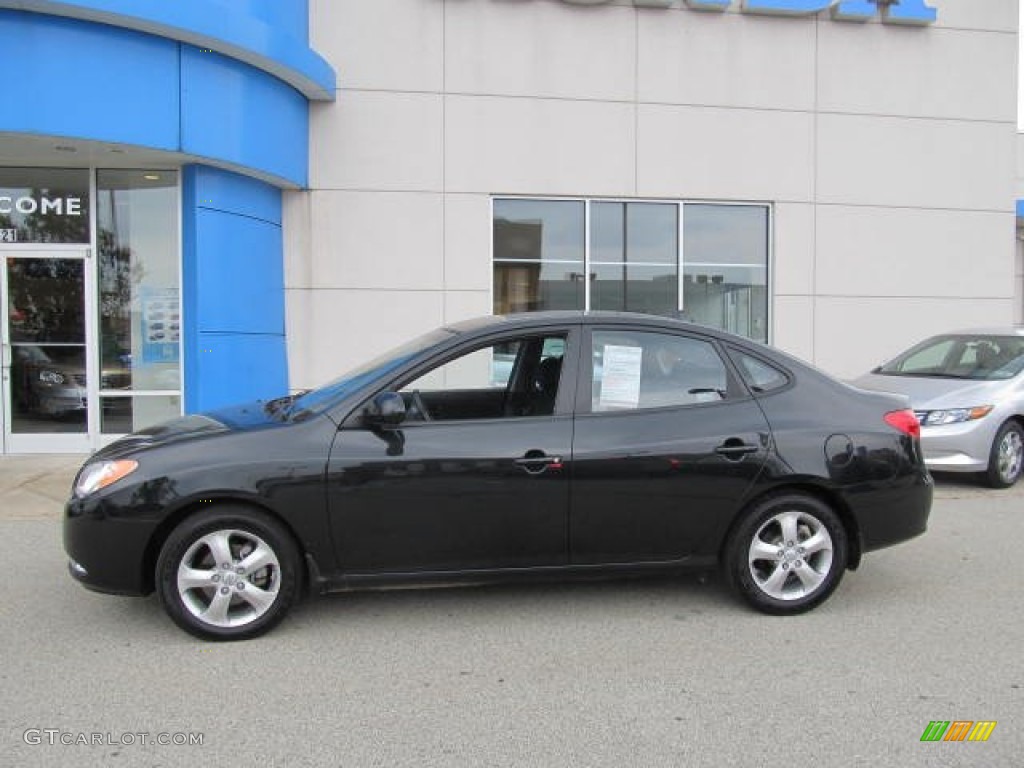 2009 Elantra SE Sedan - Black Pearl / Gray photo #2