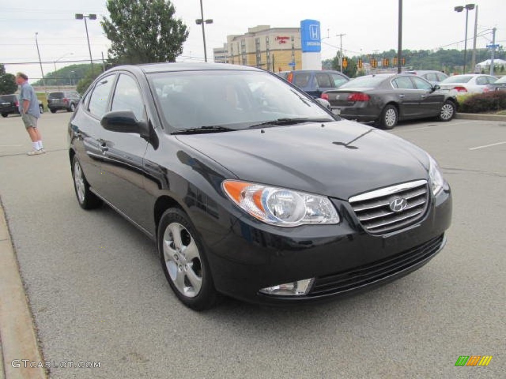 2009 Elantra SE Sedan - Black Pearl / Gray photo #5