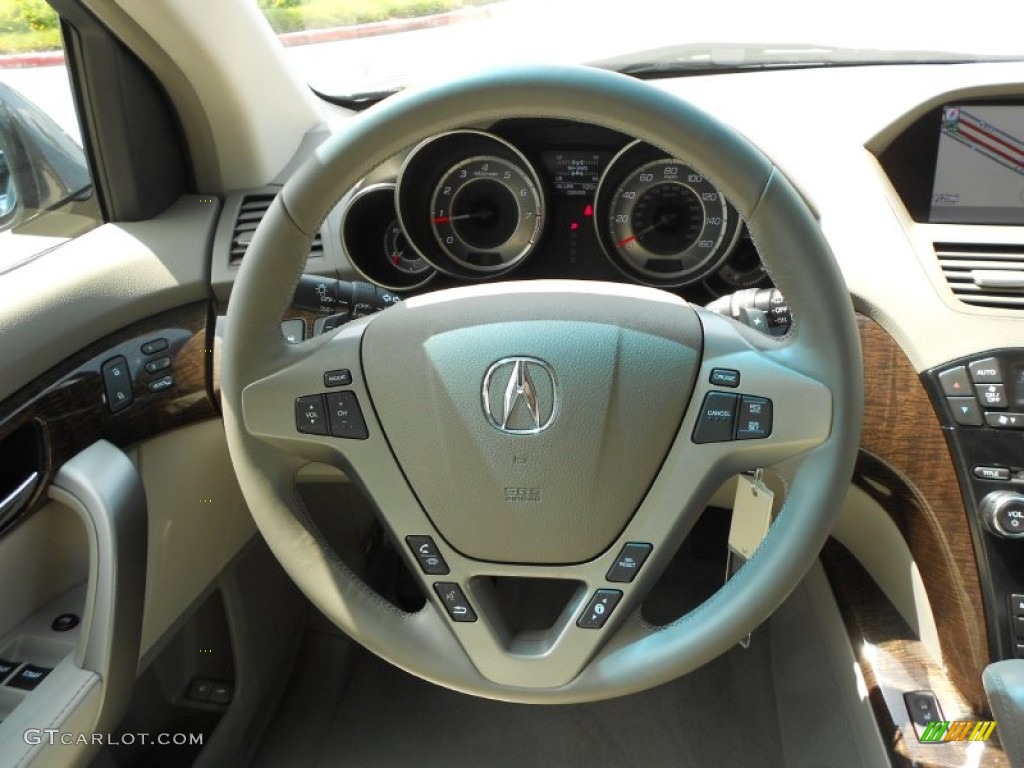 2012 Acura MDX SH-AWD Technology Taupe Steering Wheel Photo #66449220