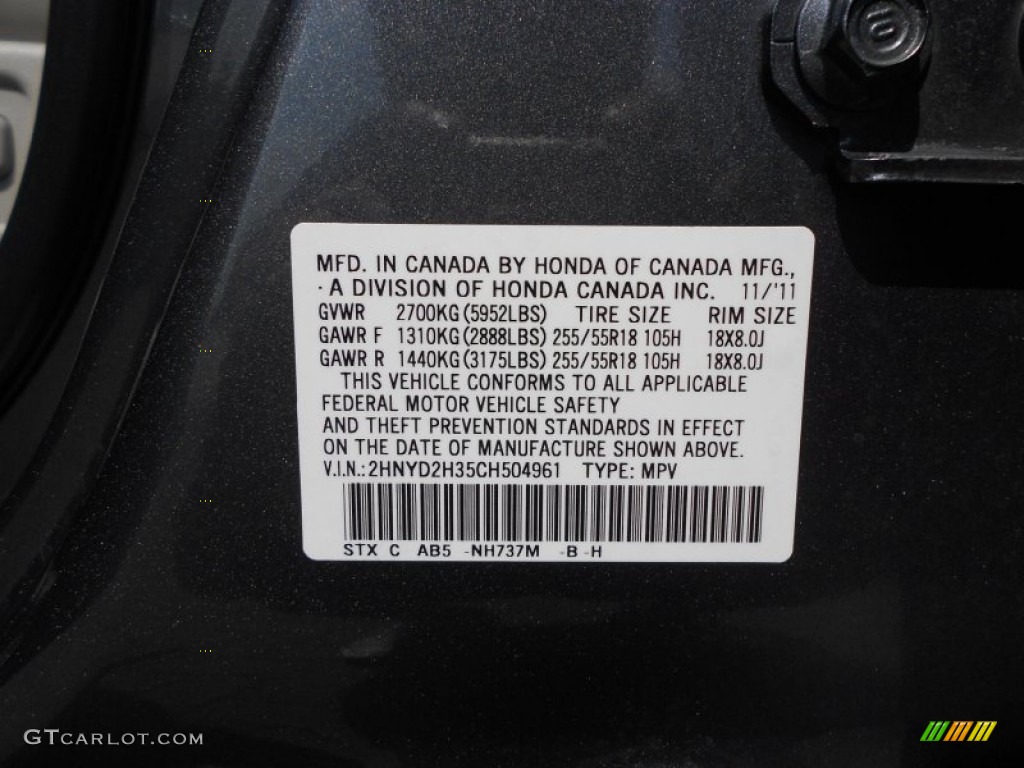 2012 MDX Color Code NH737M for Polished Metal Metallic Photo #66449319