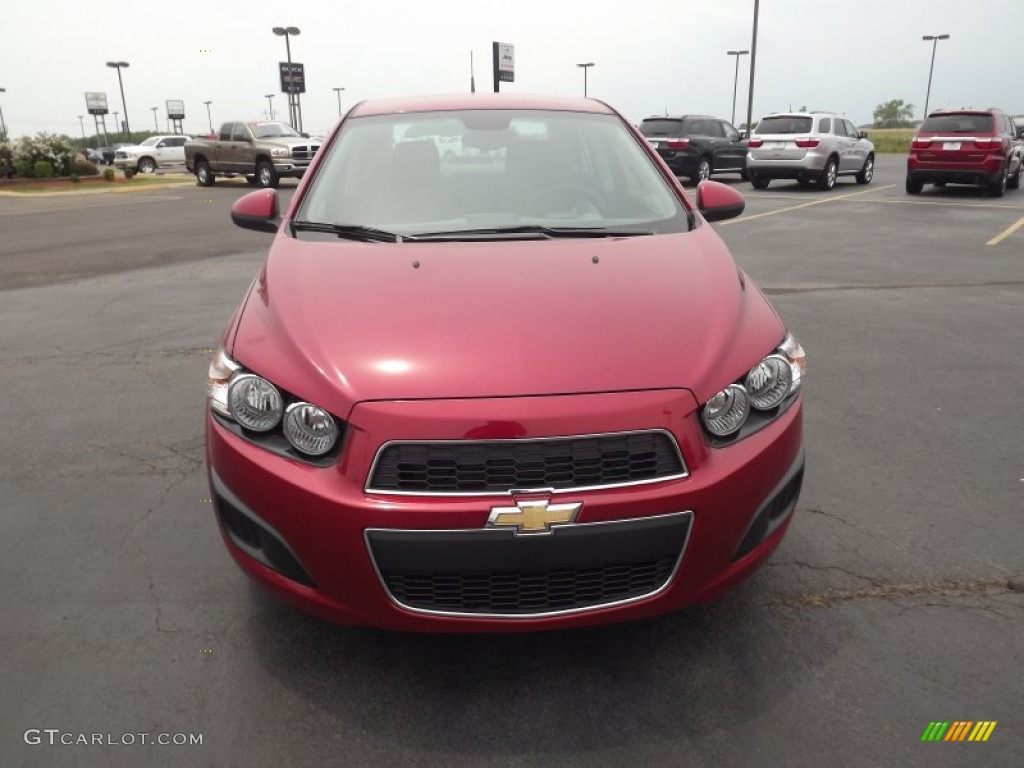2012 Sonic LT Sedan - Crystal Red Tintcoat / Jet Black/Dark Titanium photo #2