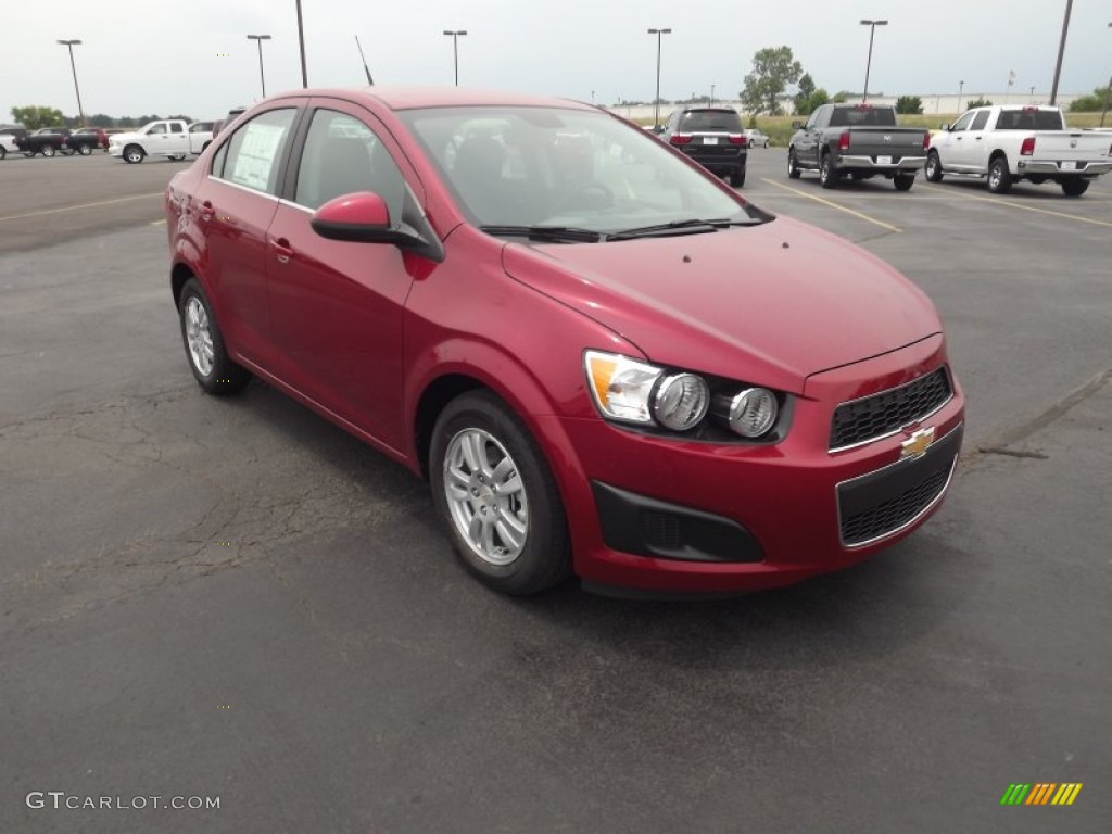 2012 Sonic LT Sedan - Crystal Red Tintcoat / Jet Black/Dark Titanium photo #3