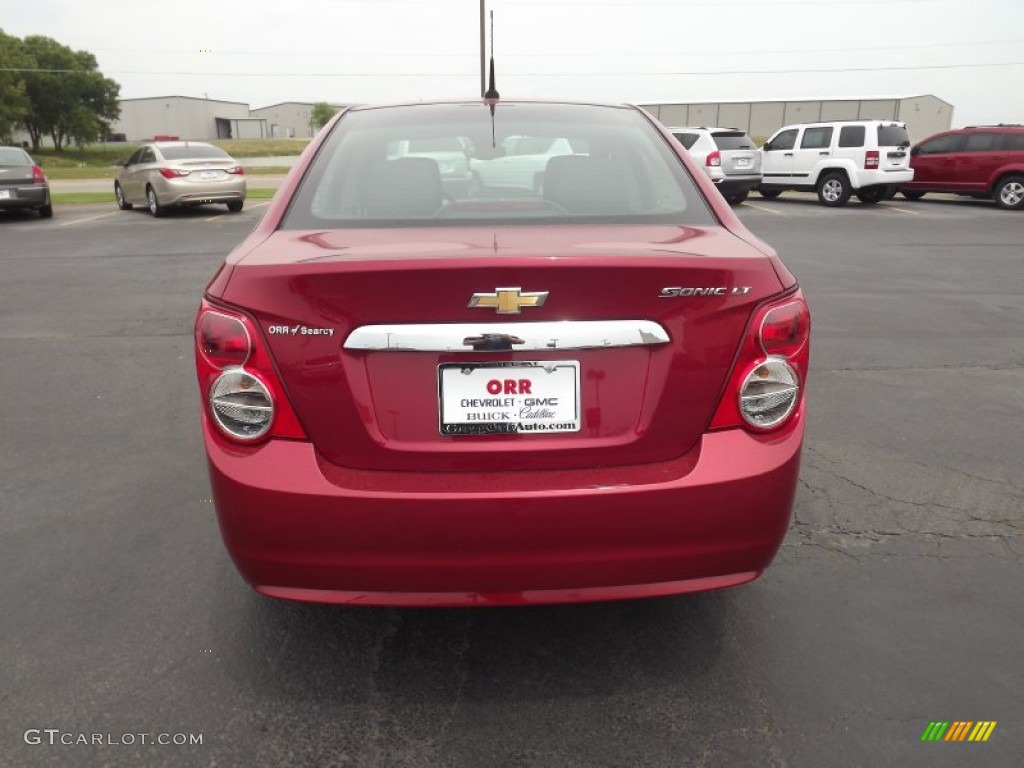 2012 Sonic LT Sedan - Crystal Red Tintcoat / Jet Black/Dark Titanium photo #6