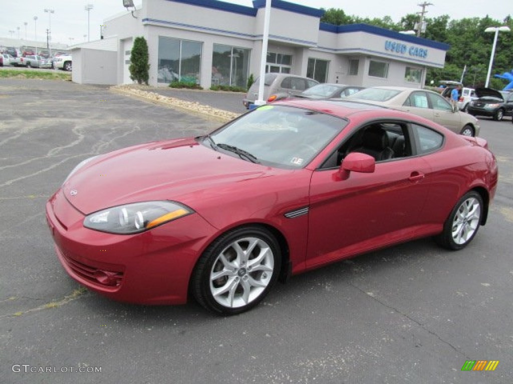 2008 Tiburon GT - Redfire Pearl / GT Black Leather/Black Sport Grip photo #6