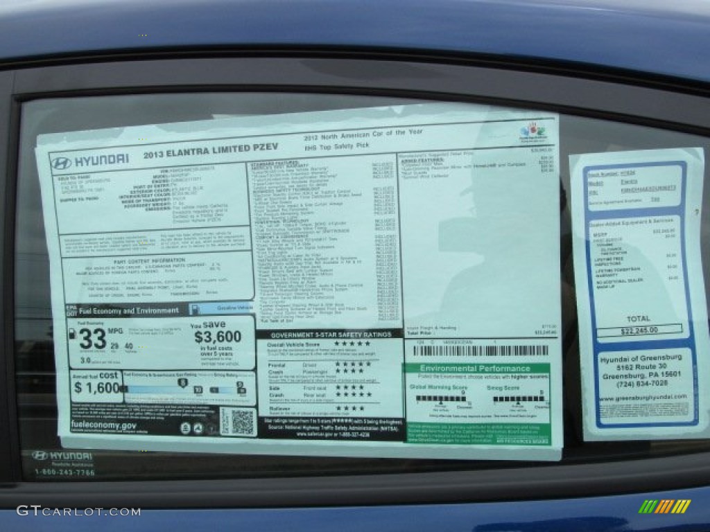 2013 Hyundai Elantra Limited Window Sticker Photo #66452919