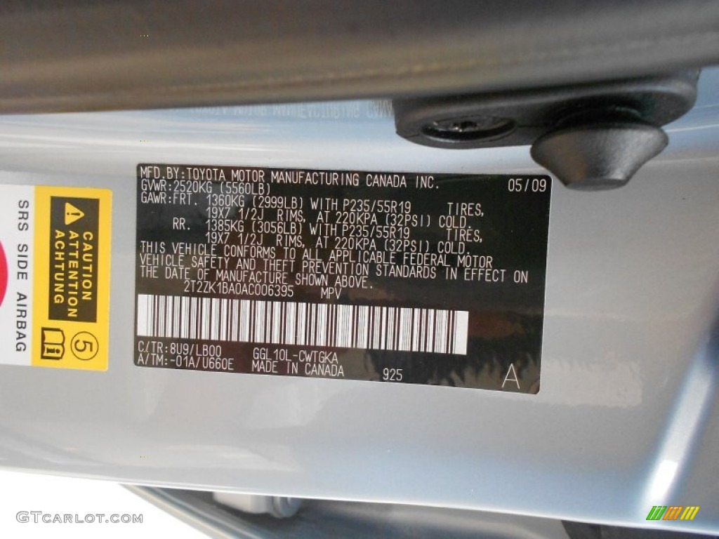 2010 RX Color Code 8U9 for Cerulean Blue Metallic Photo #66455403