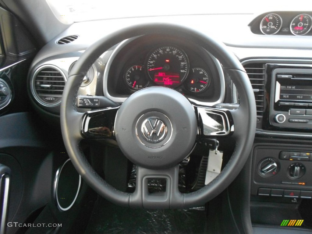 2012 Volkswagen Beetle Turbo Black/Blue Steering Wheel Photo #66456099