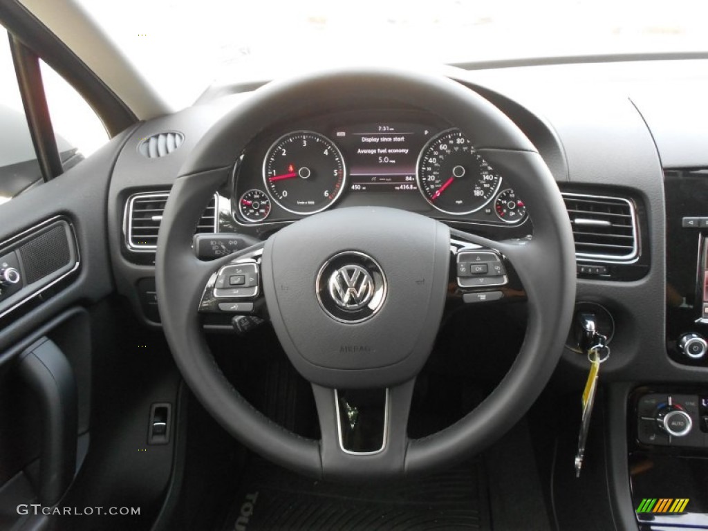 2012 Volkswagen Touareg TDI Sport 4XMotion Black Anthracite Steering Wheel Photo #66456979