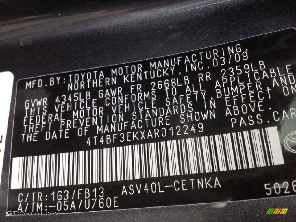 1G3 2010 Toyota Camry LE Parts
